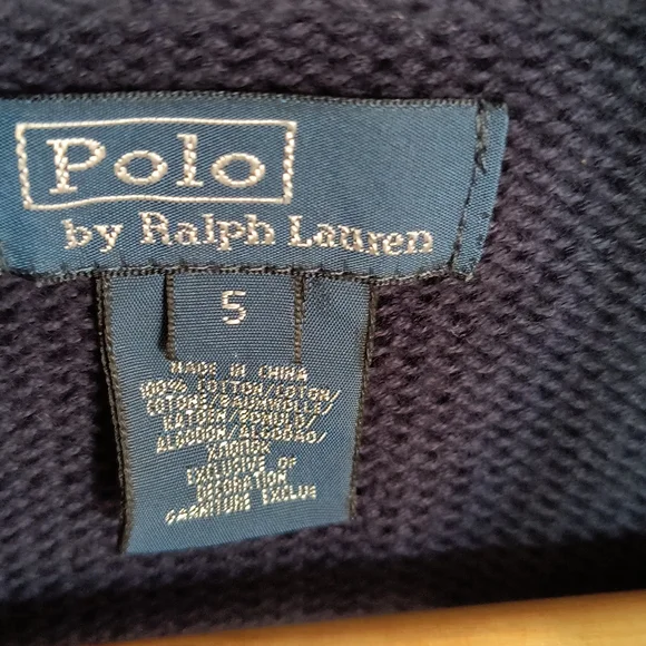 Polo Ralph Lauren Quarter Zip Pullover Knit Sweater Navy Blue Big Pony Sz 5 Boy